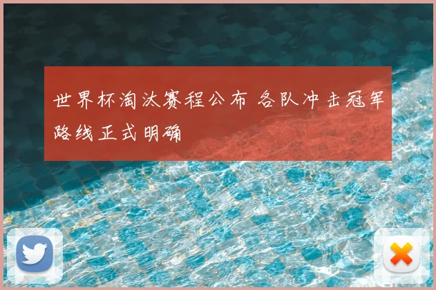 世界杯淘汰赛程公布 各队冲击冠军路线正式明确